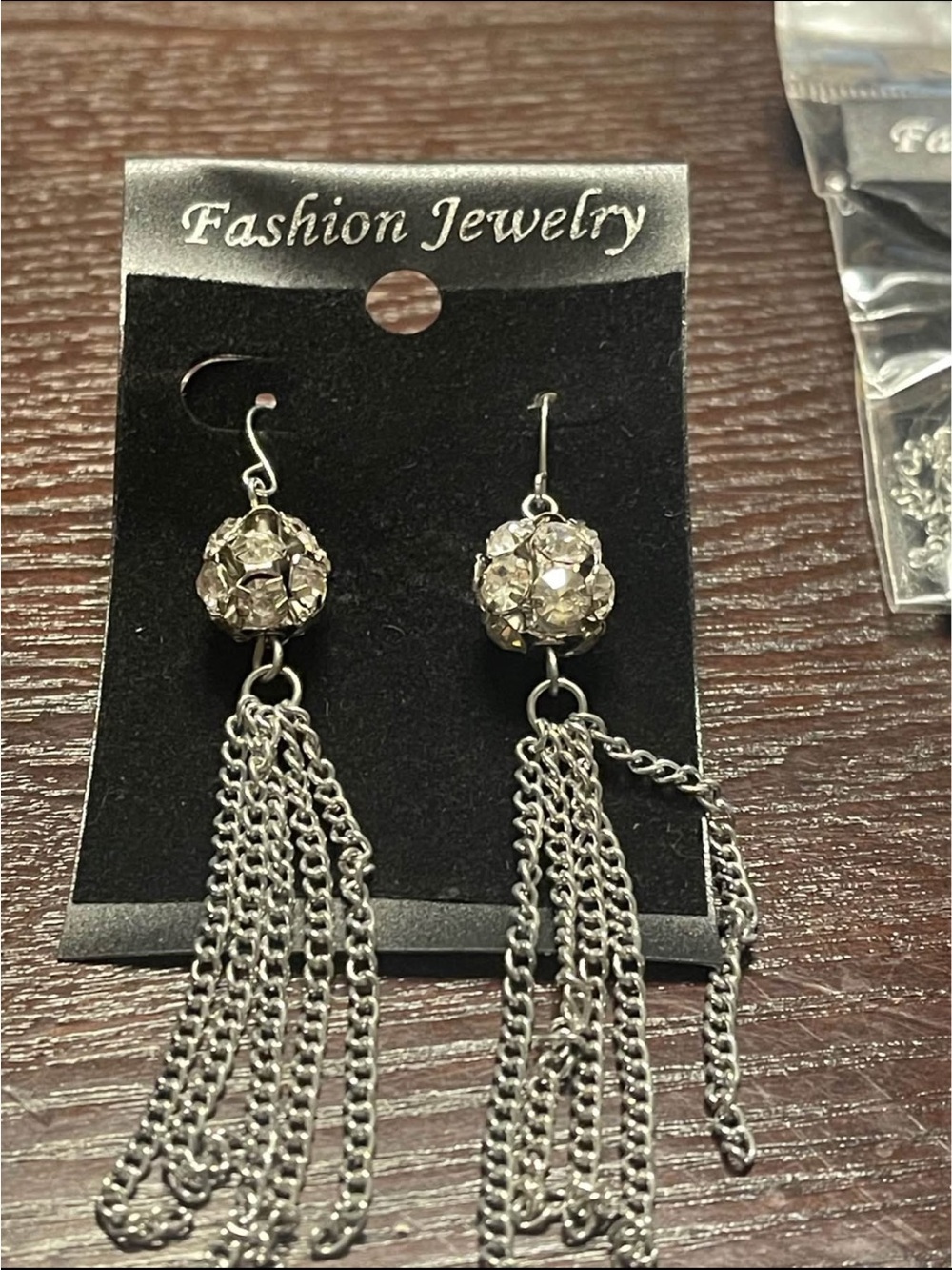 Fashion Jewelry Silver Crystal Tassel Dangle Earrings